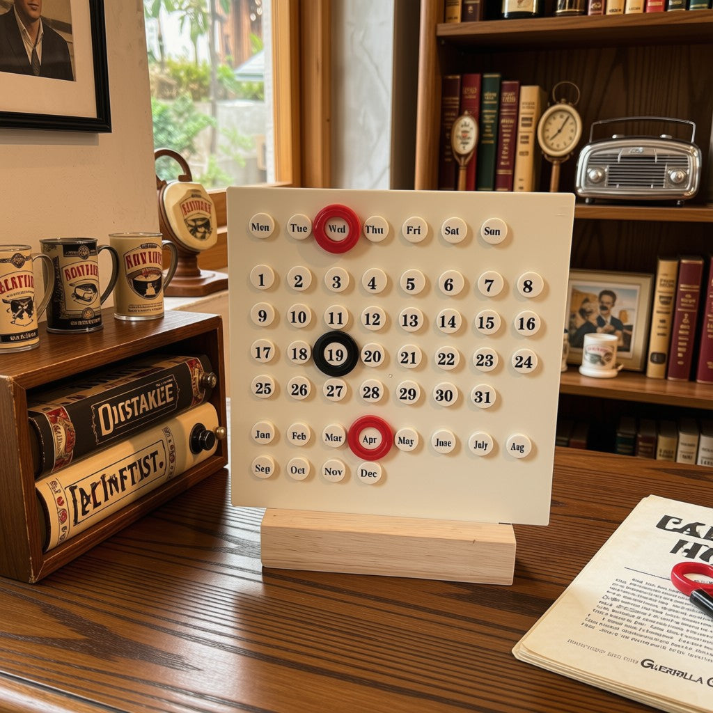 Minimalist Wooden Perpetual Desk Calendar – Reusable Date Display for Home & Office